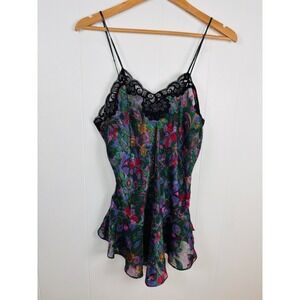 Victoria's Secret Gold Label Lingerie Nighty Chemise VTG Purple Black Lace Small